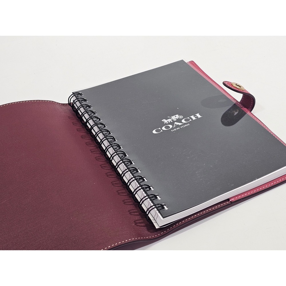 Coach Glovetanned Leather Notebook Cover Turnlock Magenta Pink w/ Pen & Journal - Picture 5 of 10